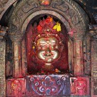 Stolen gold Bhairab statue in Thimi, Kathmandu, Nepal