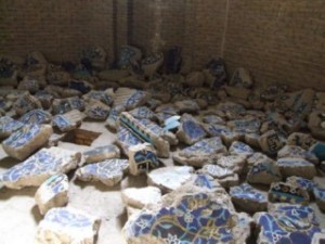 Broken blocks from the Blue Mosque in Tabriz