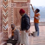 Renovators at the Taj Mahal - these were not the men that let me chisel my mark