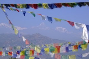 The Annapurna Mountains and Prayer Flags