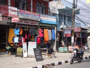 Trekking stores in Nepal selling lots of fake stuff! (click to enlarge)