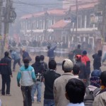 Students vs Riot Police, Kathmandu, Nepal (click to enlarge)