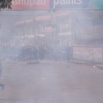 Tear gas clears the streets in Kathmandu, Nepal Tear gas clears the streets in Kathmandu, Nepal