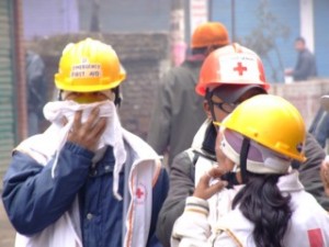 Medical teams effected by the tear gas Medical teams effected by the tear gas