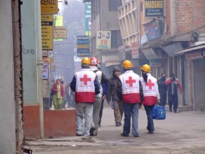 Medical Teams moving into acton, Kathmandu, Nepal (click to enlarge)