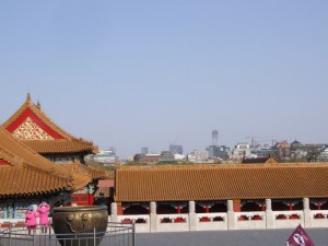 View of new Beijing from old Beijing, the forbidden city (click to enlarge)