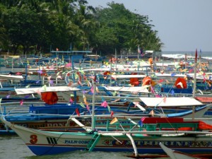 Fishing boats in dock, Sabang, The Philippines