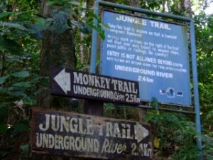 Monkey trail or Jungle trail sign in Sabang