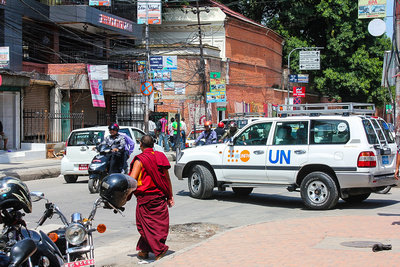 UN workers car Kathmandu