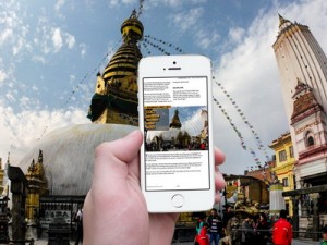 Kathmandu city guidebook on mobile