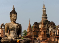 Seated Buddha at Wat Mahathat, Sukothoi, Thailand