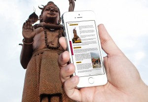 mobile phone and shiva statue Nepal