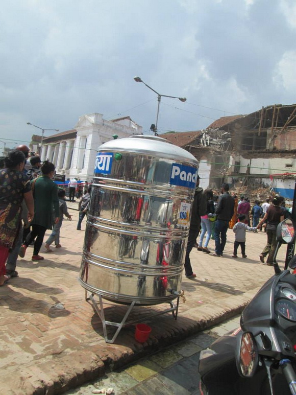 Water container in Kathmandu city after the earthquake