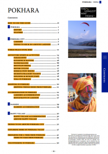 Pokhara guidebook table of contents 1