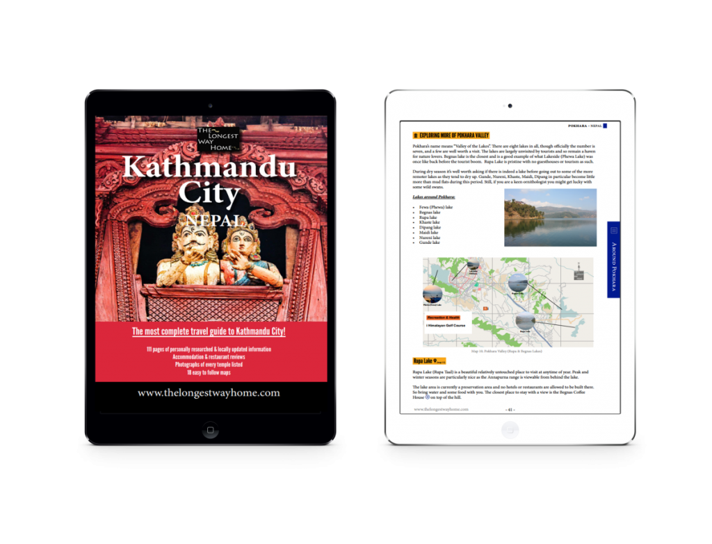 Kathmandu city guidebook on tablets