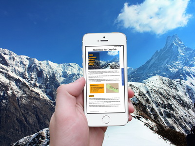 Trekking in Nepal guidebook out trekking on a mobile!
