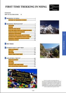 Trekking in Nepal table of contents