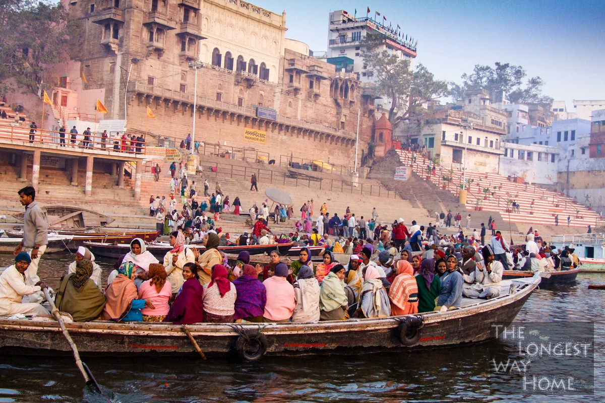 Boats along the Ganges in Varanasi, India