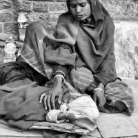 Homeless mother and baby in Nepal