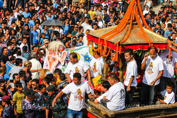 Kumari during Indra Jatra in Nepal