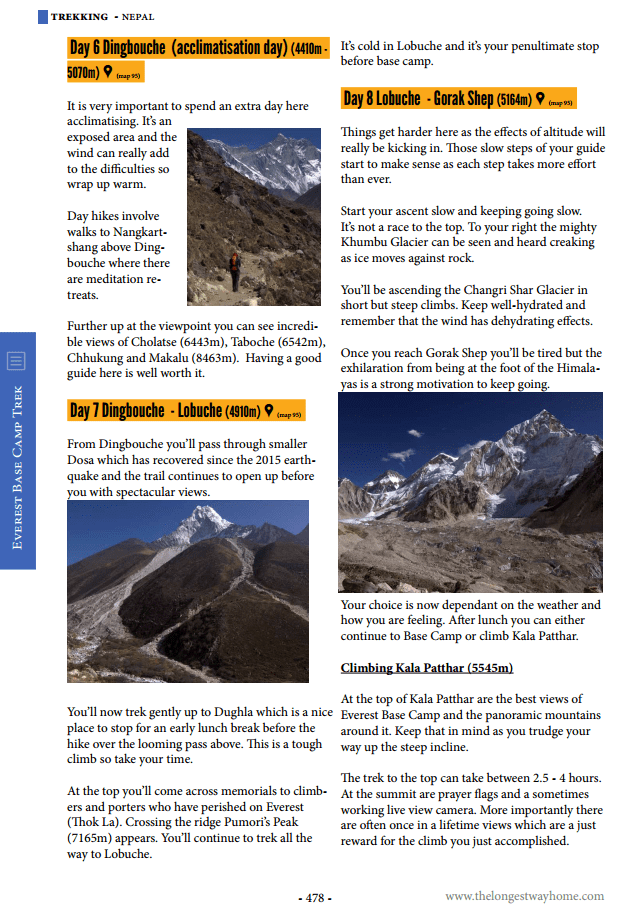 Trekking page from Nepal guidebook