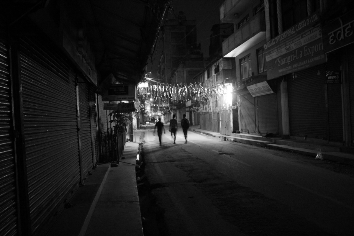 Walking home in Thamel at night, Kathmandu