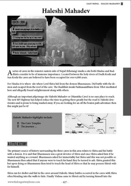 Nepal print guidebook sample pages Haleshi Mahadev