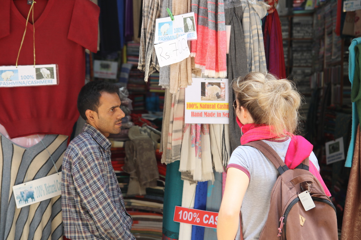 Pashmina seller in Kathmandu