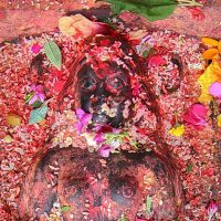Head of Dhartimata or mother goddess statue in Kirtipur Kathmandu Valley, Nepal