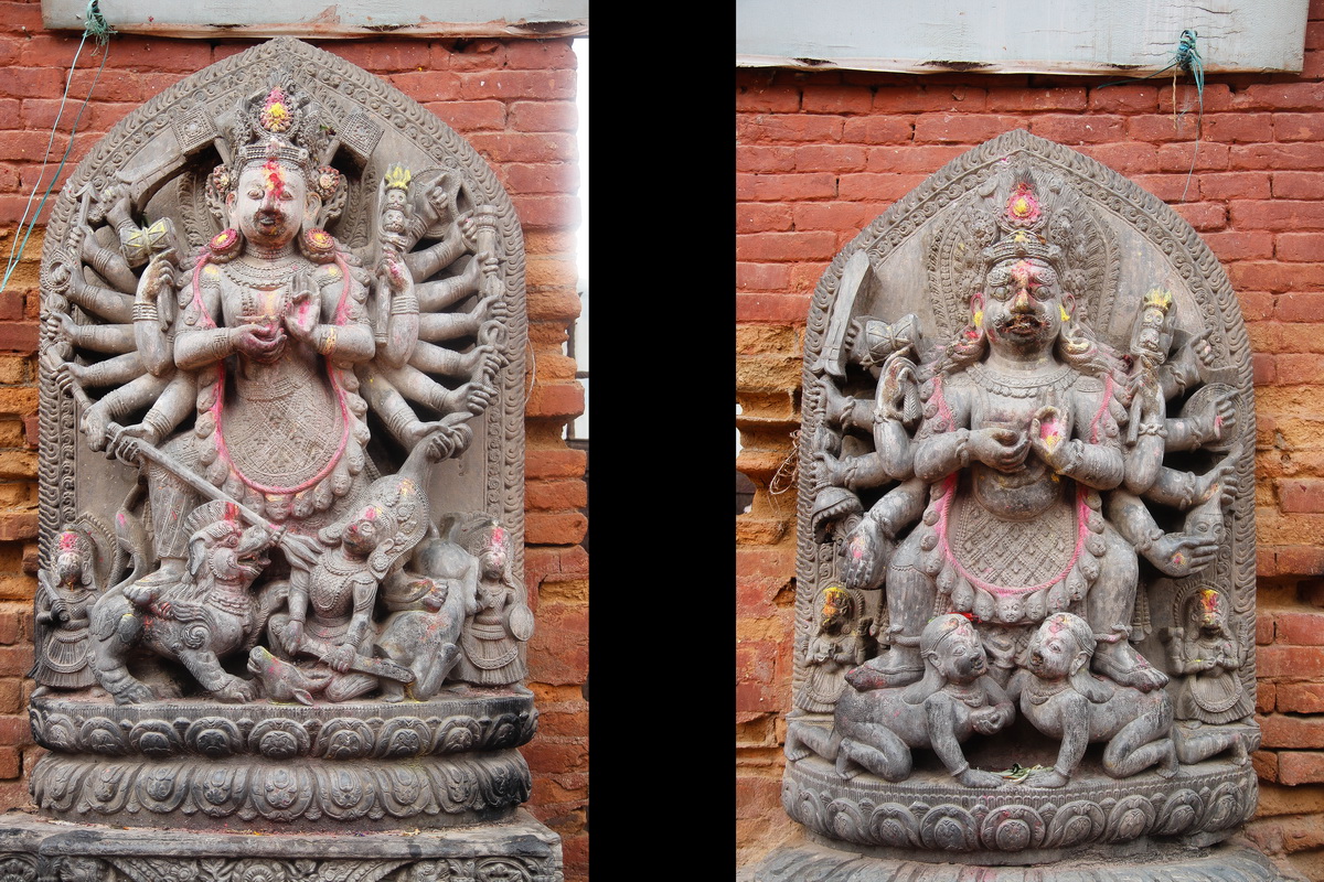 Ugrachandi and Bhairab Statues in Basantapur Chowk
