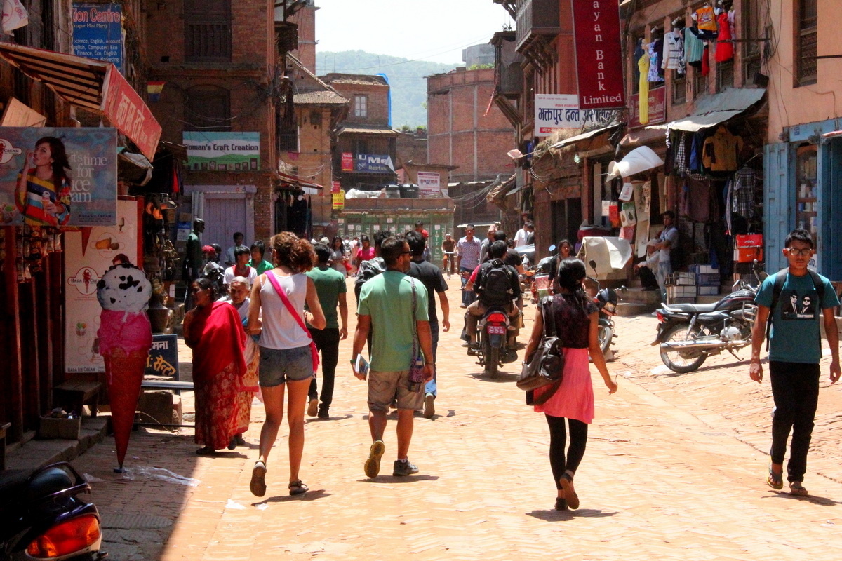 Tourists in Bhaktapur, Nepal