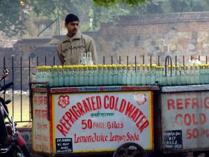 Man selling cold water in India