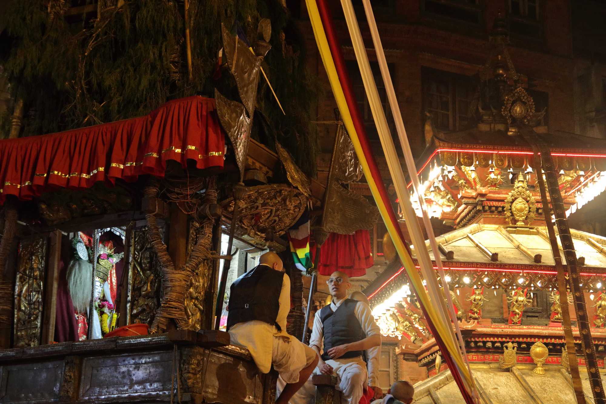 Seto Machendranath Chariot next to the Annapurna Temple