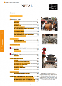 Table of Contents from Nepal Guidebook page 1