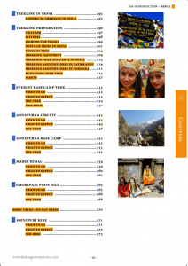 Table of Contents from Nepal Guidebook page 8