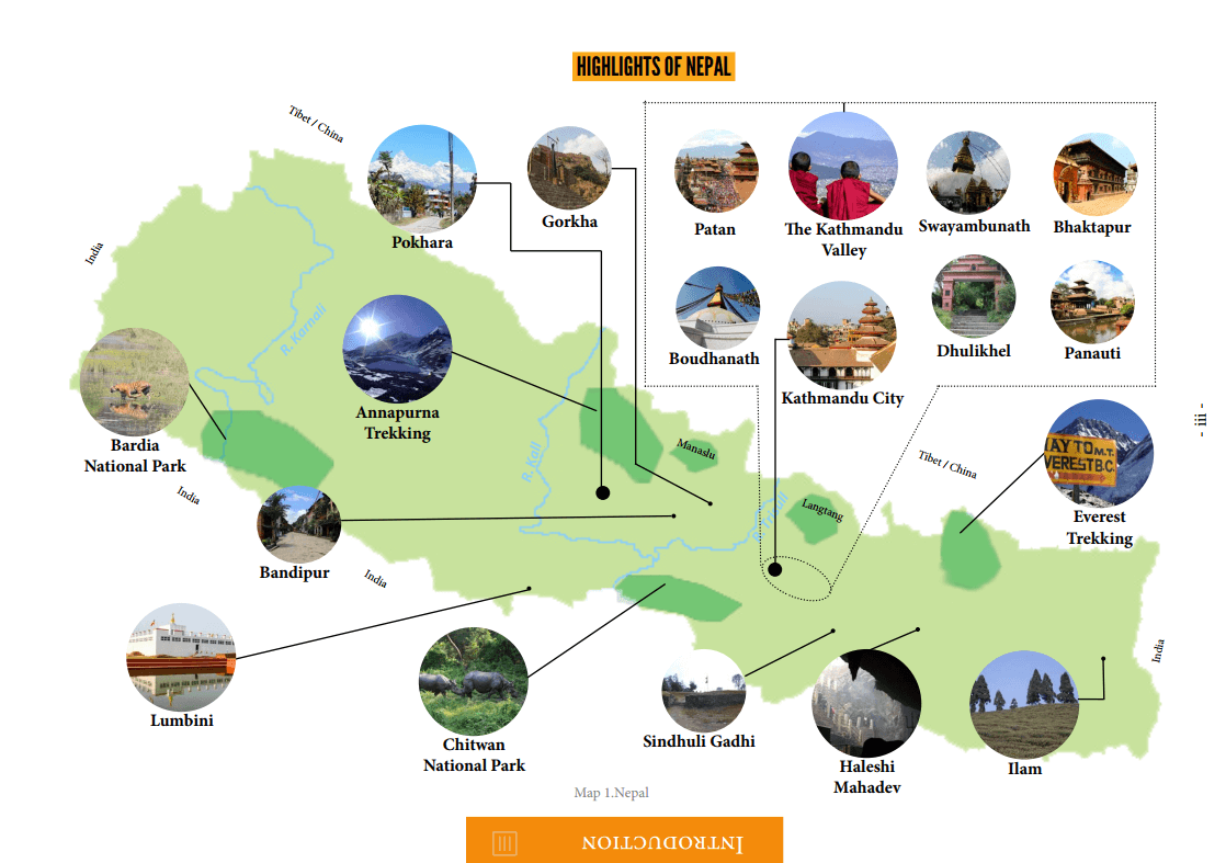 Map of Nepal's Attractions