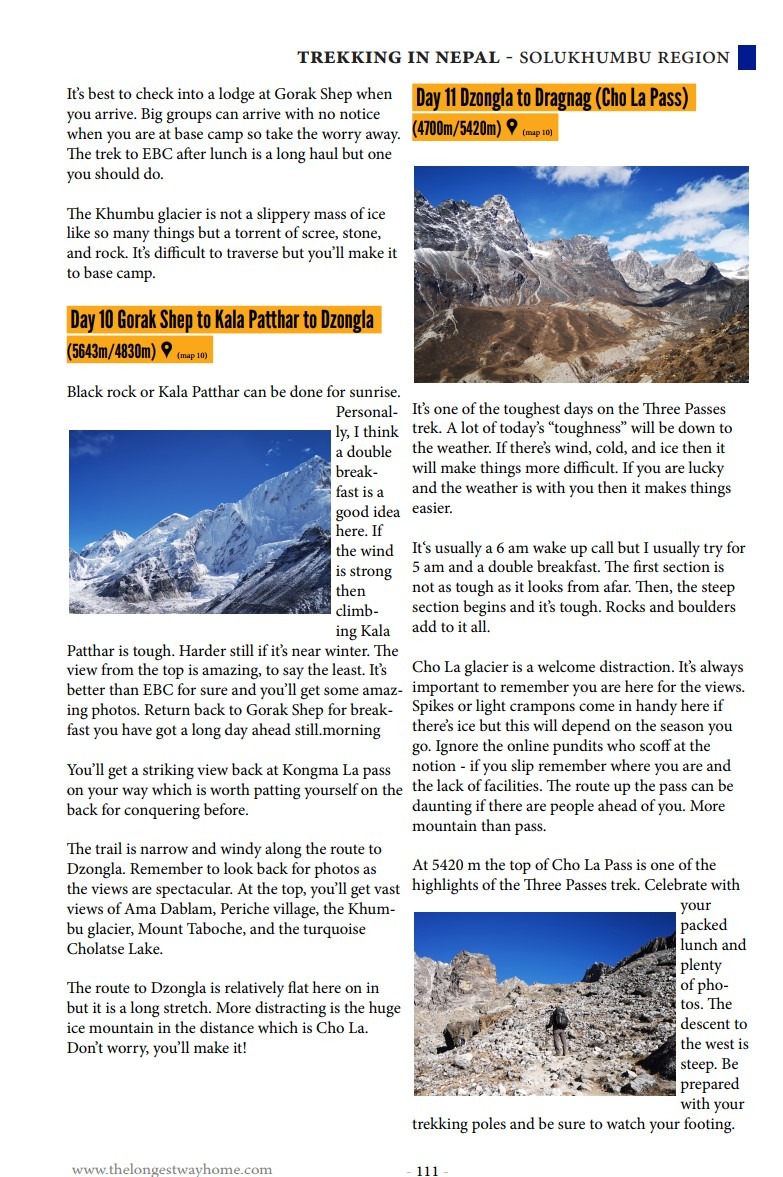 Day by day trek details in the best trekking guidebook