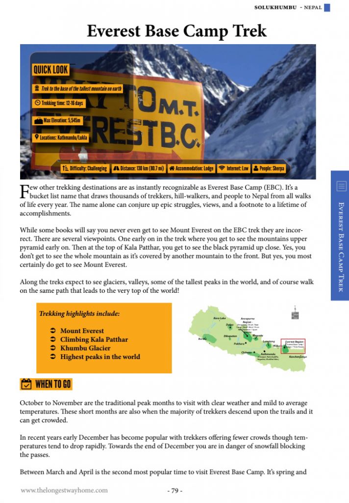 Everest Base Camp Trek Chapter in Trekking in Nepal Guidebook