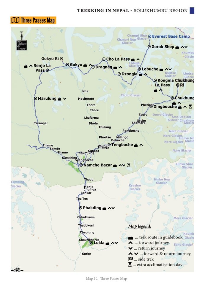 Three Passes Trekking Map