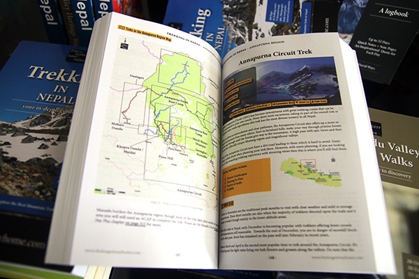 Paperback Trekking in Nepal Guidebook open