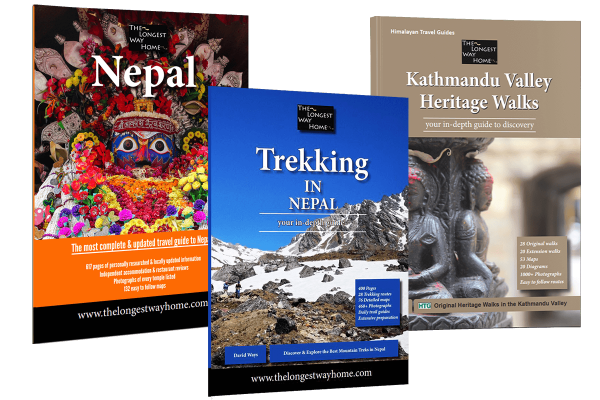Nepal Guidebook, Kathmandu Valley Heritage Walks book, Trekking in Nepal book together