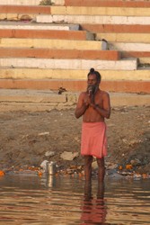 praying on the ganges