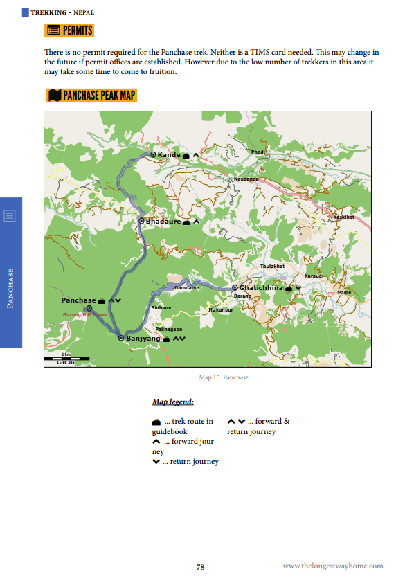 Map of the Panchase Trek