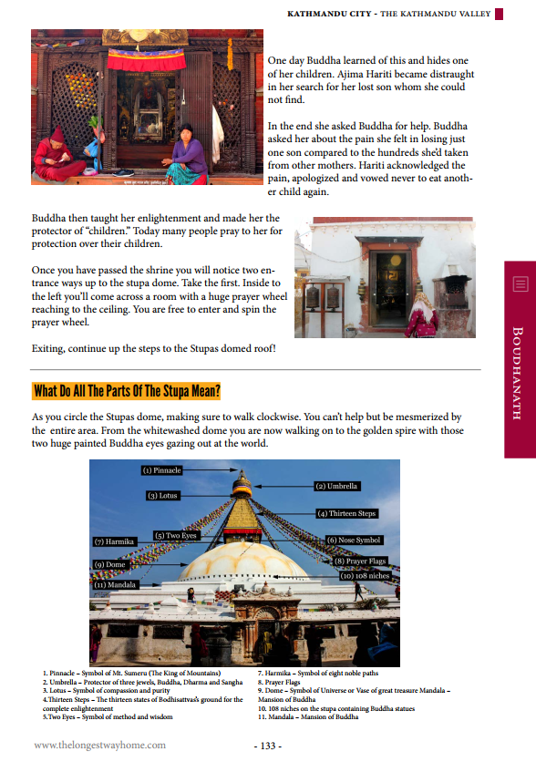 Boudha page from guidebook