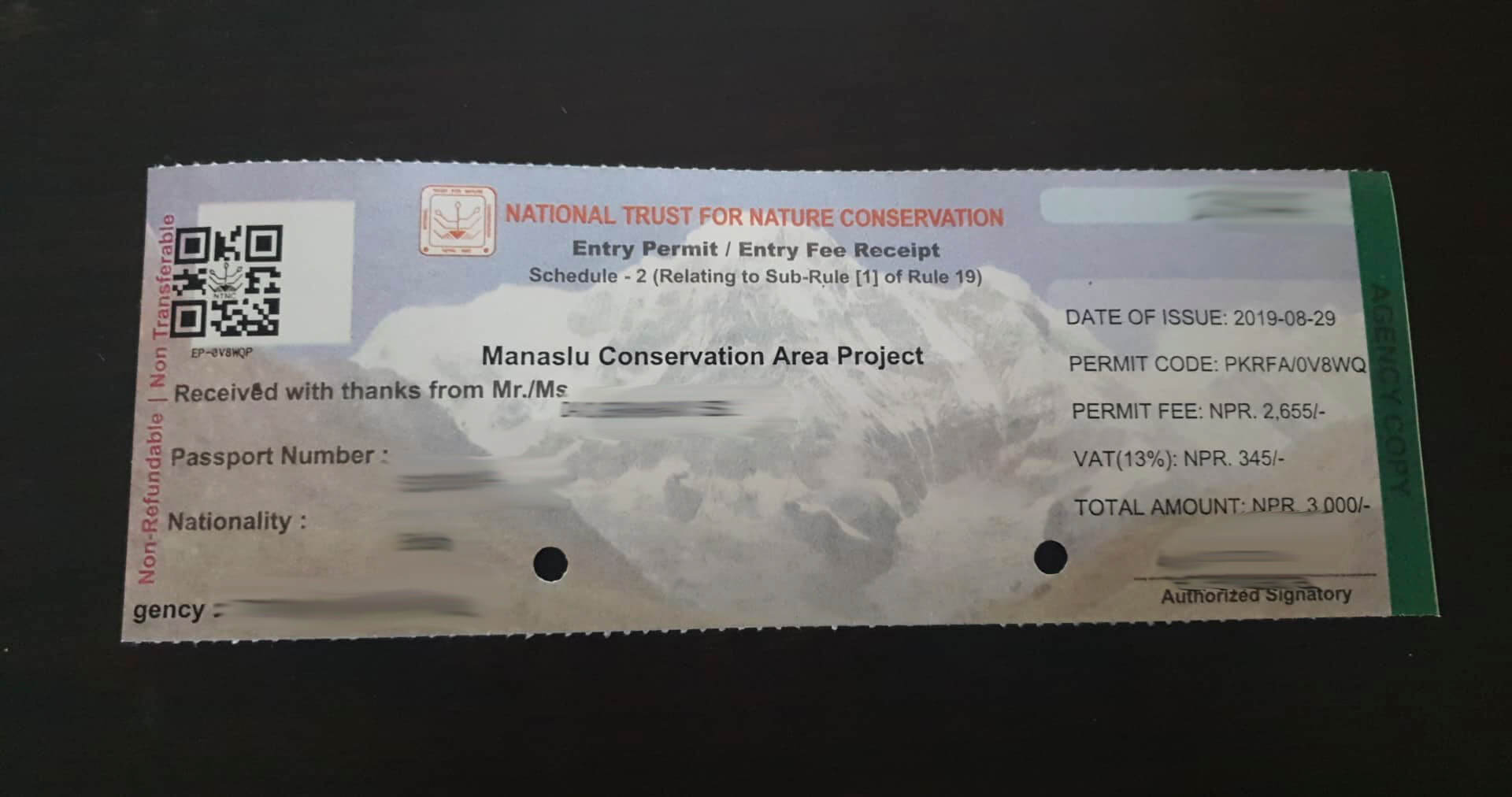 Manaslu conservation area permit Manaslu conservation area permit