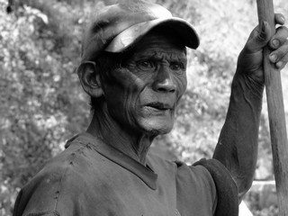 Genuine Ifugao rice terrace worker in Banaue the Philippines